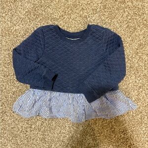 Gymboree Navy Quilted Sweater with Striped Ruffle